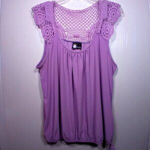 First Option Sleeveless Blouse with Crotcheted Lace